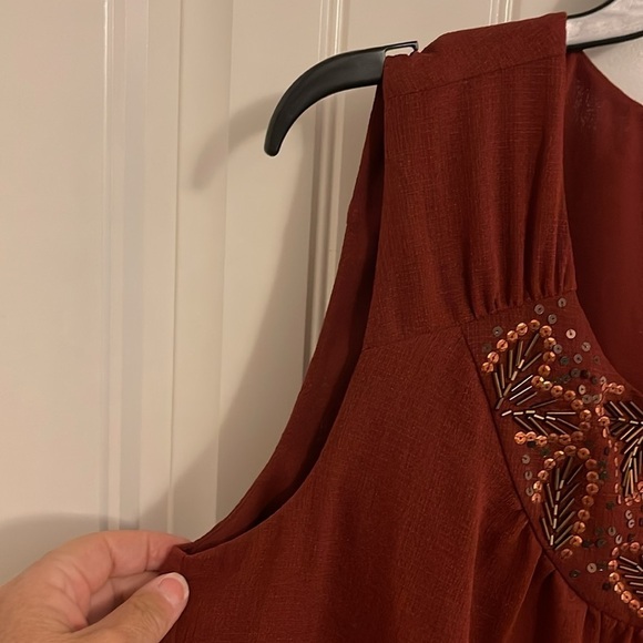 Coldwater Creek Women's L 14‎ Beaded Sequins Burgundy Sleeveless Tank Top Blind - Picture 4 of 15